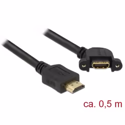 DeLOCK 85467, 0,5 m, HDMI Type A (Standard), HDMI Type A (Standard), 3840 x 2160 pixels, 10,2 Gbit/s, Noir