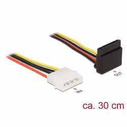 DeLOCK 85513, 0,3 m, Molex (4-pin), SATA 15 broches, Mâle, Femelle, Droit