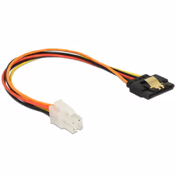 DeLOCK 85519, 0,2 m, P4 4-pin, SATA 15 broches, Mâle, Femelle, Droit