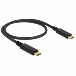 DeLOCK 85529, 0,5 m, USB C, USB C, USB 3.2 Gen 2 (3.1 Gen 2), 10000 Mbit/s, Noir