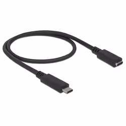 DeLOCK 85532, 0,5 m, USB C, USB C, USB 3.2 Gen 1 (3.1 Gen 1), Noir