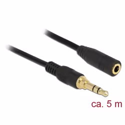 DeLOCK 85590, 3,5mm, Mâle, 3,5mm, Femelle, 5 m, Noir