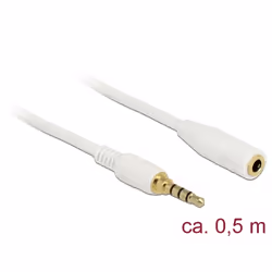 DeLOCK 85628, 3,5mm, Mâle, 3,5mm, Femelle, 0,5 m, Blanc
