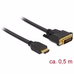 DeLOCK 85651, 0,5 m, HDMI Type A (Standard), DVI, Mâle, Mâle, Droit