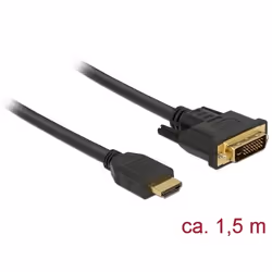 DeLOCK 85653, 1,5 m, HDMI Type A (Standard), DVI, Mâle, Mâle, Droit