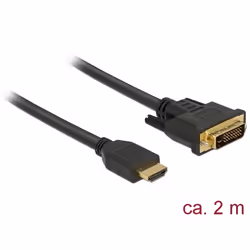 DeLOCK 85654, 2 m, HDMI Type A (Standard), DVI, Mâle, Mâle, Droit