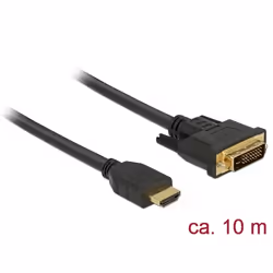 DeLOCK 85657, 10 m, HDMI Type A (Standard), DVI, Mâle, Mâle, Droit