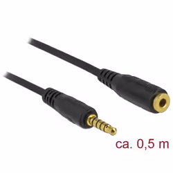 DeLOCK 85700, 3,5mm, Mâle, 3,5mm, Femelle, 0,5 m, Noir