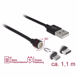 DeLOCK 85723 câble USB 1,1 m USB 2.0 USB A USB C/Micro-USB B Noir
