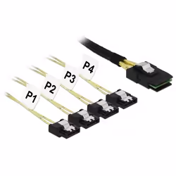 DeLOCK 85731, 1 m, Mini SAS SFF-8087, 4x SATA 6 Gb/s 7 Pin, Droit, Droit, Mâle