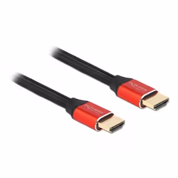 DeLOCK 85775, 3 m, HDMI Type A (Standard), HDMI Type A (Standard), Compatibilité 3D, 48 Gbit/s, Noir, Rouge