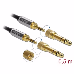 DeLOCK 85784 câble audio 0,5 m 3,5mm Noir, Gris