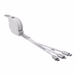 DeLOCK Câble de chargement USB Type-C™ 3 en 1 rétractable pour Lightning™ / Micro USB / USB Type-C™ blanc, 0,98 m, Micro-USB ...