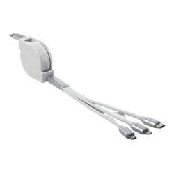 DeLOCK Câble de chargement USB Type-C™ 3 en 1 rétractable pour Lightning™ / Micro USB / USB Type-C™ blanc