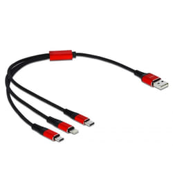 DeLOCK Câble USB de chargement 3-en-1 pour Lightning / Micro USB / USB Type-C 30 cm