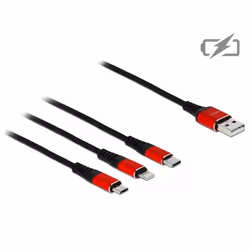 DeLOCK Câble USB de chargement 3-en-1 pour Lightning / Micro USB / USB Type-C 30 cm