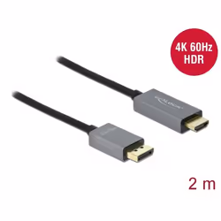 DeLOCK 85929 câble vidéo et adaptateur 2 m HDMI Type A (Standard) DisplayPort Noir, Gris