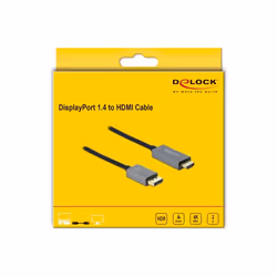 DeLOCK 85929 câble vidéo et adaptateur 2 m HDMI Type A (Standard) DisplayPort Noir, Gris