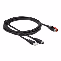 DeLOCK 85942, Noir, PoweredUSB, USB A/Hosiden Mini-DIN 3 pin, 3 m, Mâle/Mâle, 1 pièce(s)