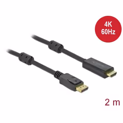 DeLOCK 85956 câble vidéo et adaptateur 2 m HDMI Type A (Standard) DisplayPort Noir