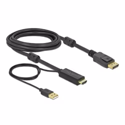 DeLOCK 85965, 3 m, HDMI Type A (Standard), DisplayPort + USB Type-A, Mâle, Mâle, Droit