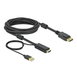 DeLOCK 85966 câble vidéo et adaptateur 5 m HDMI Type A (Standard) DisplayPort + USB Type-A Noir