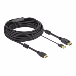 DeLOCK 85968, 10 m, HDMI Type A (Standard), DisplayPort + USB Type-A, Mâle, Mâle, Droit