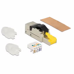 DeLOCK 86485 connecteur de fils RJ45 Noir, Argent, Transparent, Jaune