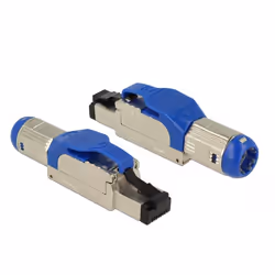 DeLOCK 86487, RJ-45, Bleu, Argent, Zinc, Cat8, S/UTP (STP), Cuivre