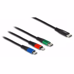 DeLOCK Câble USB de chargement 3-en-1 USB Type-C™ à Lightning™ / Micro USB / USB Type-C™, 1 m, 1 m, USB C, USB C/micro-USB B/ ...