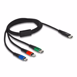 DeLOCK Câble USB de chargement 3-en-1 USB Type-C™ à Lightning™ / Micro USB / USB Type-C™, 1 m