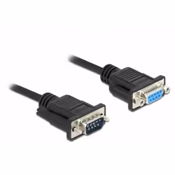 DeLOCK 86602, Noir, 2 m, RS-232 Sub-D9, RS-232 Sub-D9, Mâle, Femelle