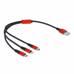 DeLOCK 86708, 0,3 m, USB A, USB 2.0, Noir, Rouge