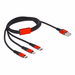 DeLOCK 86709, 1 m, USB A, USB C/Lightning, USB 2.0, Noir, Rouge