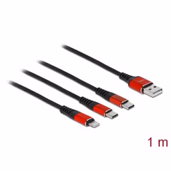 DeLOCK 86709 câble USB 1 m USB 2.0 USB A USB C/Lightning Noir, Rouge