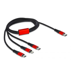 DeLOCK 86711 câble USB 1 m USB 2.0 USB C USB C/Micro-USB B/Lightning Noir, Rouge