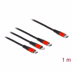 DeLOCK 86711 câble USB 1 m USB 2.0 USB C USB C/Micro-USB B/Lightning Noir, Rouge