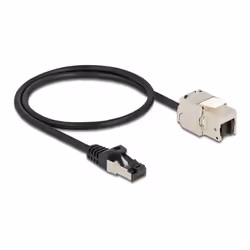 DeLOCK Câble RJ45 mâle à Module Keystone RJ45 femelle, Cat.6A, 50 cm, noir