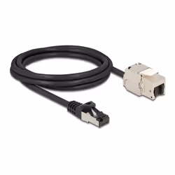 DeLOCK Câble RJ45 mâle à Module Keystone RJ45 femelle, Cat.6A, 2 m, noir