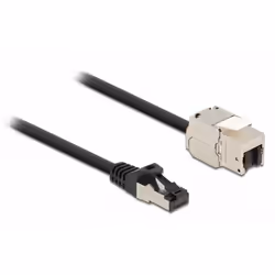 DeLOCK Câble RJ45 mâle à Module Keystone RJ45 femelle, Cat.6A, 3 m, noir, Plat, Noir, RJ-45, RJ-45, Femelle, Mâle