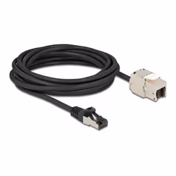 DeLOCK Câble RJ45 mâle à Module Keystone RJ45 femelle, Cat.6A, 5 m, noir