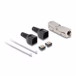 DeLOCK 87064, LSA, Noir, Métallique, Femelle/Femelle, Droit, Zinc, Cat6a