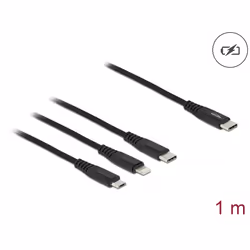 DeLOCK 87149 câble USB 1 m USB 2.0 USB C USB C/micro-USB B/Lightning Noir