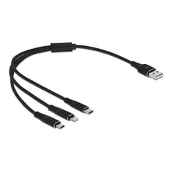 DeLOCK 87152 câble USB 0,3 m USB 2.0 USB A USB C/Micro-USB B/Lightning Noir