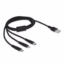 DeLOCK 87155, 1 m, USB A, Micro-USB B/Lightning/Apple 30-pin, USB 2.0, Noir
