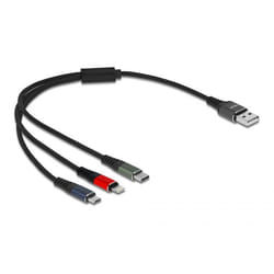 DeLOCK 87236 câble USB 0,3 m USB 2.0 USB A Micro-USB B/Lightning/Apple 30-pin Noir, Bleu, Vert, Rouge