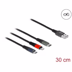 DeLOCK 87236 câble USB 0,3 m USB 2.0 USB A Micro-USB B/Lightning/Apple 30-pin Noir, Bleu, Vert, Rouge