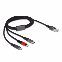 DeLOCK 87277, 1 m, USB A, Micro-USB B/Lightning/Apple 30-pin, USB 2.0, Vert, Noir, Rouge, Bleu