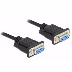 DeLOCK Serial Cable RS-232 D-Sub 9 female to female null modem with narrow plug housing - Full Handshaking - 2 m, Noir, 2 m, ...