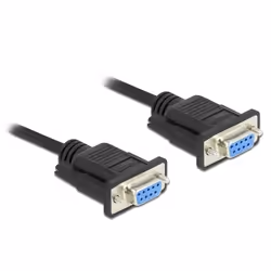 DeLOCK Serial Cable RS-232 D-Sub 9 female to female null modem with narrow plug housing - Full Handshaking - 5 m, Noir, 5 m, ...